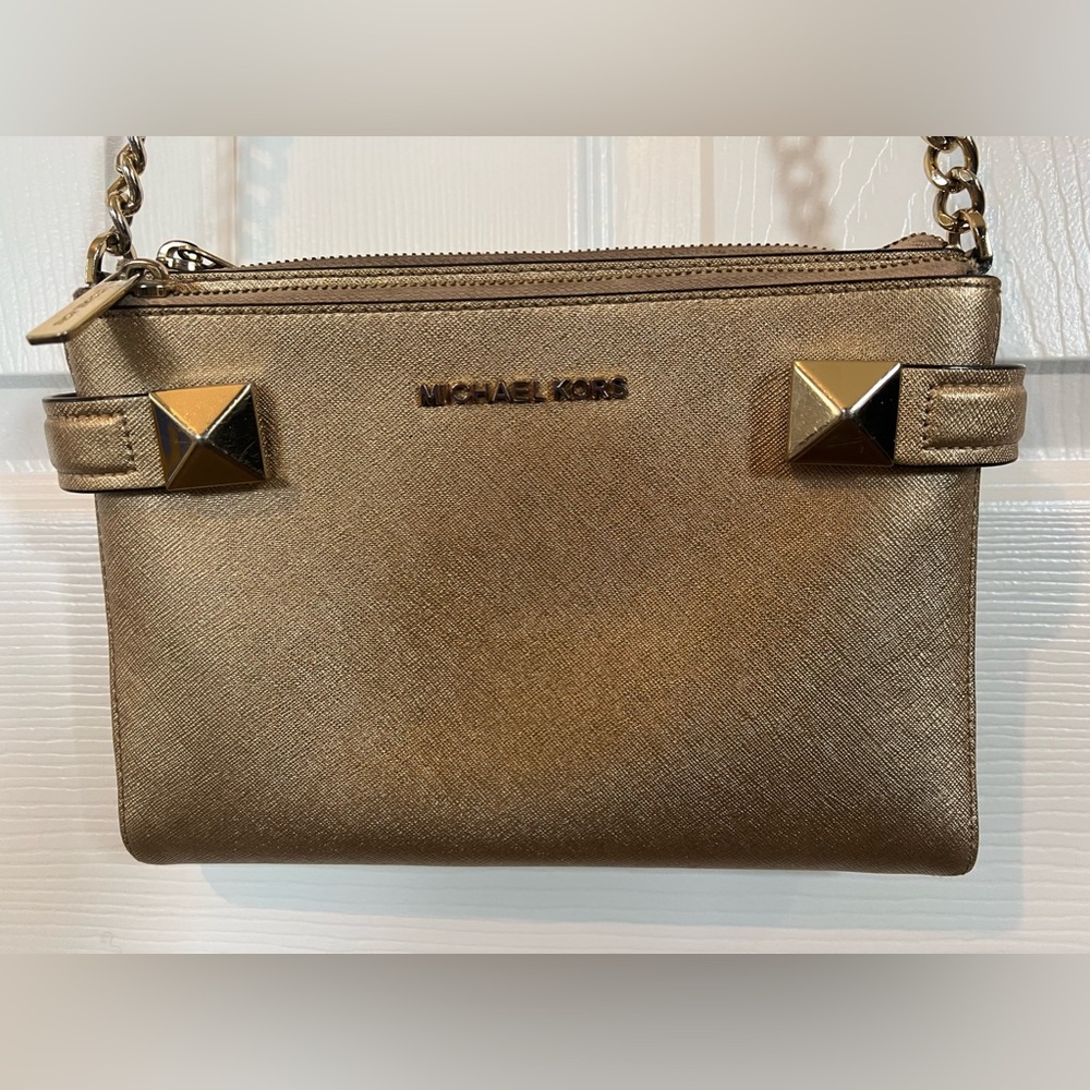 Michael Kors Karla Metallic Leather Crossbody